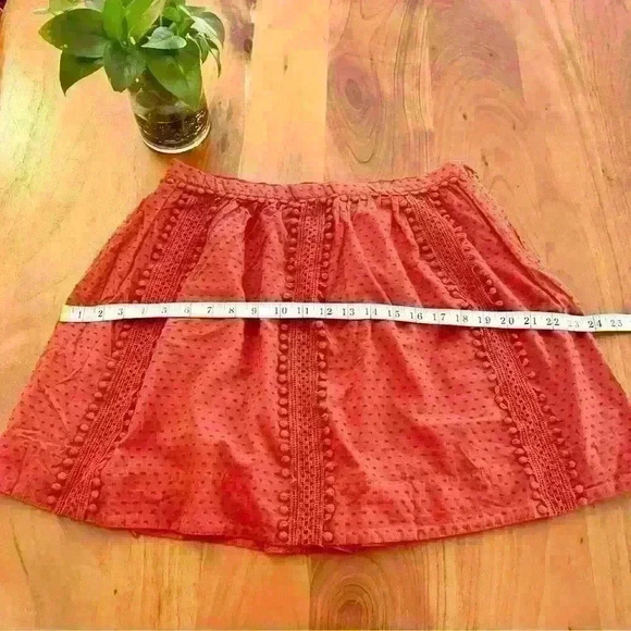 J Crew Boho Cottagecore Cherry Red Textured  Lace High Waisted Mini A Line Skirt - Picture 10 of 10